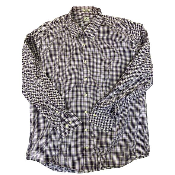 Peter Millar Shirt Mens Extra Large Purple Check Casual Dress Classic XL - Picture 1 of 6